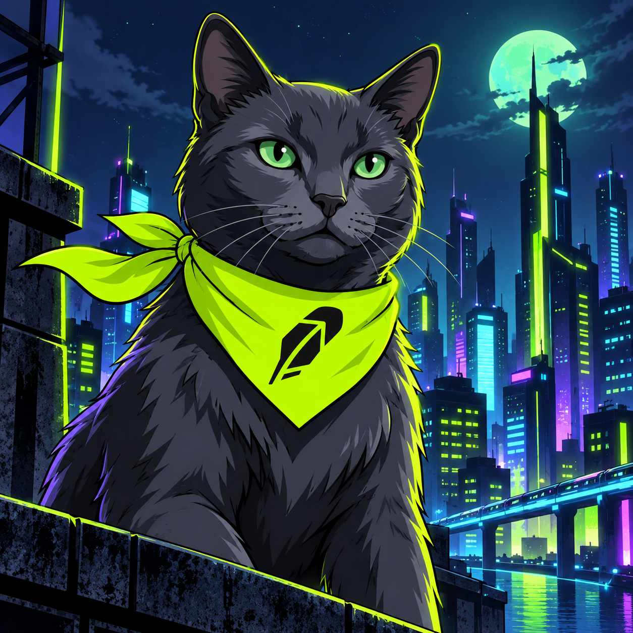 Catstro over the neon city